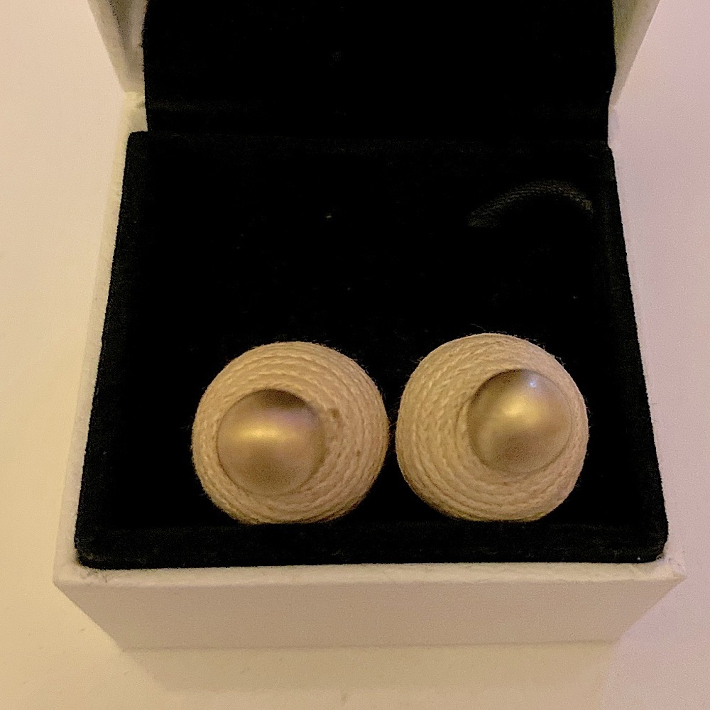 Ball Back Rope Stud Earrings, VGUC, Light Pink - Picture 2 of 2
